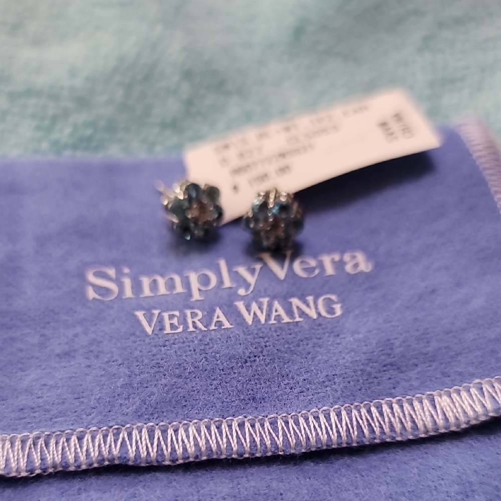 Simply Vera Vera Wang Teal Floral Earrings